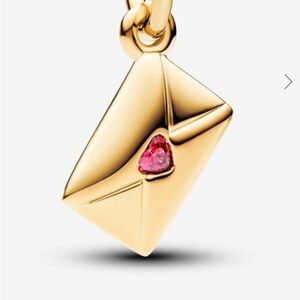 Pandora Gold Envelope Pendant with Pink Gemstone